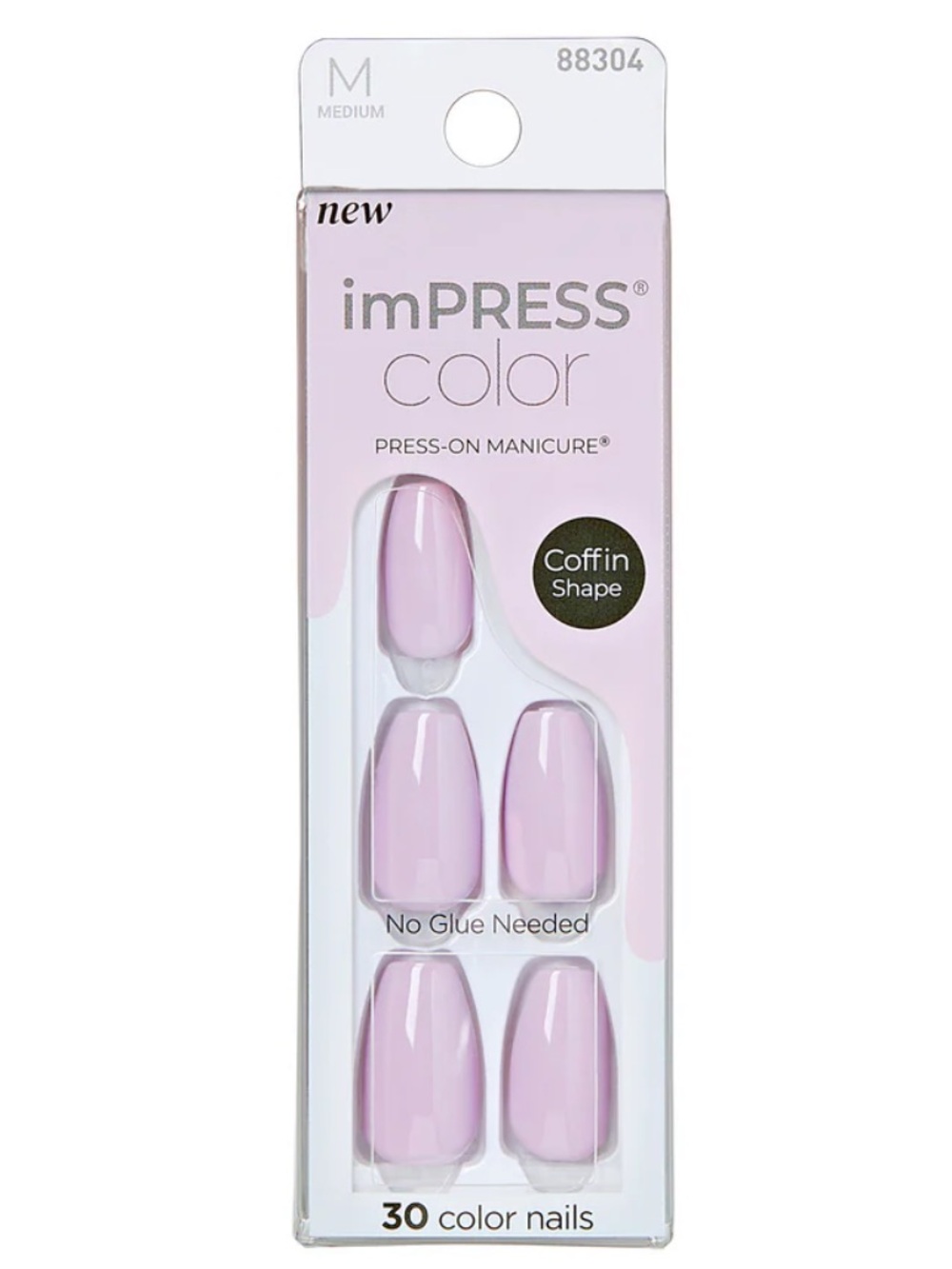 imPRESS Color Press-On Manicure Nails Coffin Shape 516 French Lavender (30 Pack)